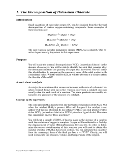 1. The Decomposition of Potassium Chlorate