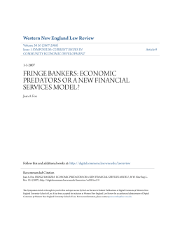 fringe bankers: economic predators or a new financial services model?