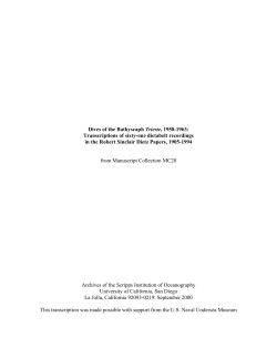 Dives of the Bathyscaph Trieste - dictabelt recordings