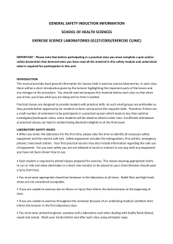 Exercise Science Safety Info