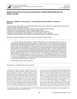 Dietary Fat and Risk of Coronary Heart Disease: Possible Effect