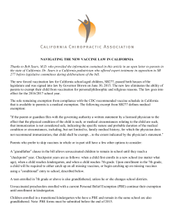NAVIGATING THE NEW VACCINE LAW IN CALIFORNIA Thanks to