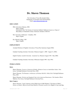 Dr. Shawn Thomson - University of Texas Rio Grande Valley