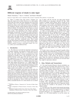 Different response of clouds to solar input