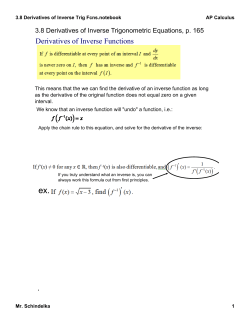 AP Calc 3.8 Derivatives of Inverse Trig Fcns