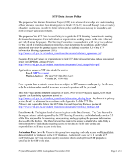STP Data Access Policy - Province of British Columbia