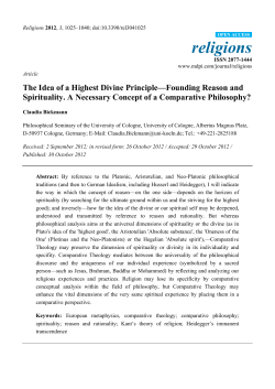 The Idea of a Highest Divine Principle&mdash;Founding Reason and