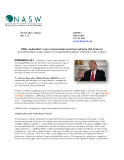 NASW says President Trump`s proposed budget would harm well