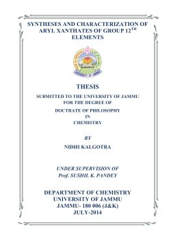 syntheses and characterization of aryl xanthates of group 12