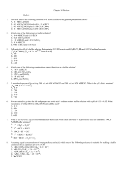 Chapter 16 Review 1. In which one of the following solutions will