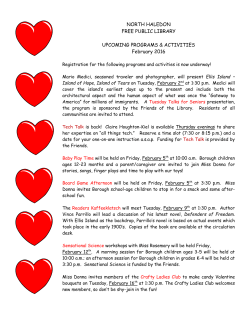 NORTH HALEDON FREE PUBLIC LIBRARY UPCOMING