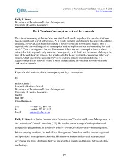 Dark Tourism Consumption &ndash; A call for research