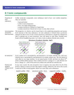 230 8.1 Ionic compounds - District 196 e