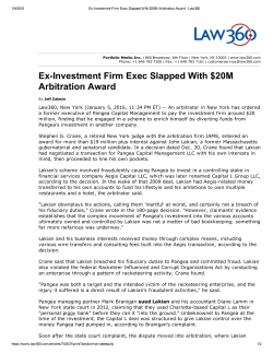 ExInvestment Firm Exec Slapped With $20M Arbitration Award