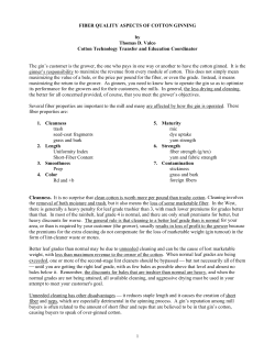 FIBER QUALITY ASPECTS OF COTTON GINNING by Thomas D