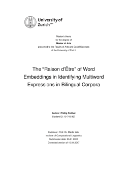 The "raison d`&ecirc;tre" of word embeddings in the identification of
