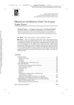 The stereochemical genetic code, 2005 - MCD Biology