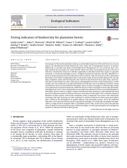 Testing indicators of biodiversity for plantation forests