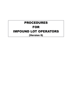 Impound Lot Operator Procedures