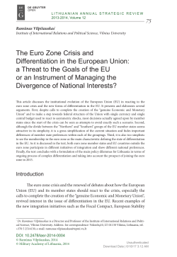 The Euro Zone Crisis and Differentiation in the European Union: a