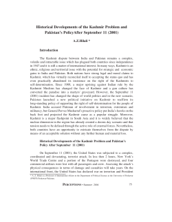 Historical Developments of the Kashmir Problem and Pakistan`s