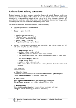 A closer look at long sentences - Unit 2
