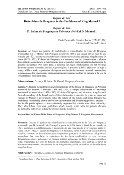 Depois de V&oacute;s. Duke Jaime de Braganza in the Confidence