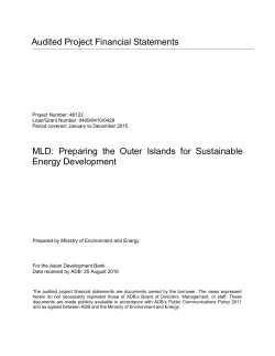 Audited Project Financial Statements MLD: Preparing the Outer
