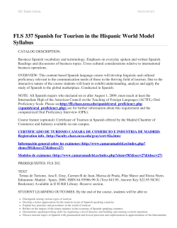 FLS 337 Spanish for Tourism in the Hispanic World Model Syllabus