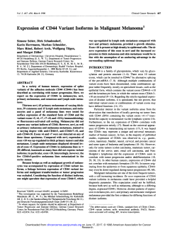 Expression of CD44 Variant Isoforms in Malignant Melanoma`