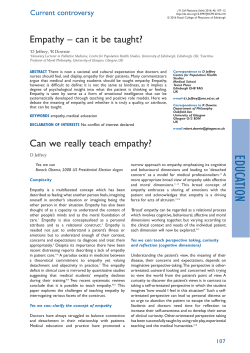 Current Controversy: Empathy – can it be taught?