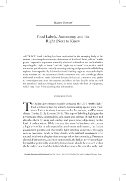 Food Labels, Autonomy, and the Right (Not) to Know