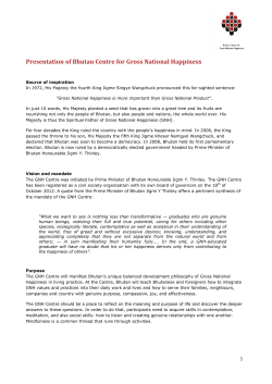 Presentation of Bhutan Centre for Gross National Happiness
