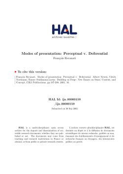 Modes of presentation: Perceptual v. Deferential