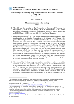 1 Fifth Meeting of the Working Group on improvements to the