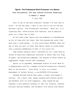 "Sprint: The Professional Word Processor" at a Glance