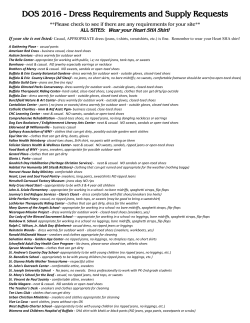 Dress Requirements and Supply Requests