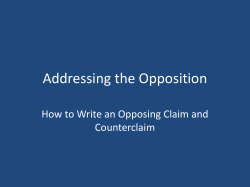 Addressing the Opposition (Opposing and