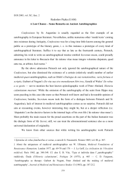 A Lost Chance – Some Remarks on Ancient Autobiographies
