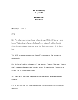 Dr. William Long 28 April 2001 Karen Brewster Interviewer (Begin