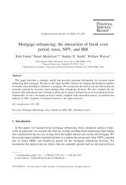 Mortgage refinancing: the interaction of break even period, taxes