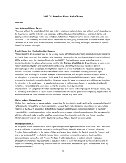 2013 OFJ Freedom Riders Hall of Fame