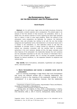 an experimental essay on the antecedent and its formulation - I-LEX