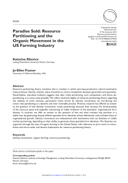 Paradise Sold: Resource Partitioning and the Organic Movement in