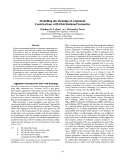 Modelling the Meaning of Argument Constructions with