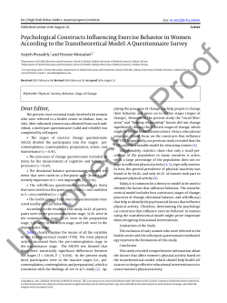 Psychological Constructs Influencing Exercise Behavior in Women