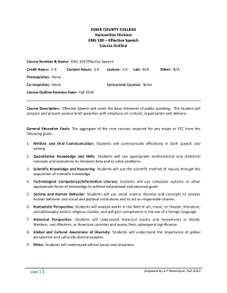ESSEX COUNTY COLLEGE Humanities Division ENG 109