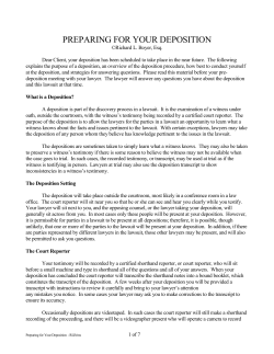 PREPARING FOR YOUR DEPOSITION