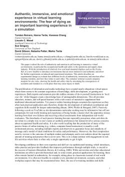 Authentic, immersive, and emotional experience in virtual learning