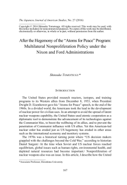 After the Hegemony of the &ldquo;Atoms for Peace&rdquo; Program: Multilateral